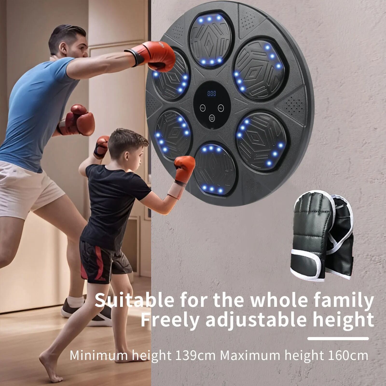 Box Maison Machine De Boxe Musicale SUNFORSKY - Beatpunch Avec Gants Et Corde à Sauter - Entraînement Gants Corde à Sauter Inclus